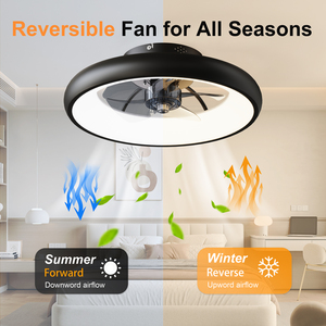 19.3" <b>RGB</b> Color Changing Ceiling Fan with Light 6-Speed Silent Reversible Motor for Bedroom Black - Product Image 4