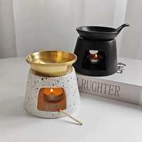 Diffuseur d'huiles essentielles en céramique BECORA pour la décoration de la chambre à coucher, brûleur d'arômes en bois de santal, fonte de cire pour parfum aromatique
