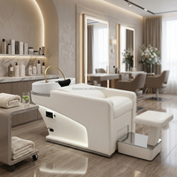 Offre Spéciale – Fauteuil de Barbier/Salon de Coiffure Électrique Ajustable en Cuir, Lit de Massage, Station de Lavage Capillaire Blanc Diamant