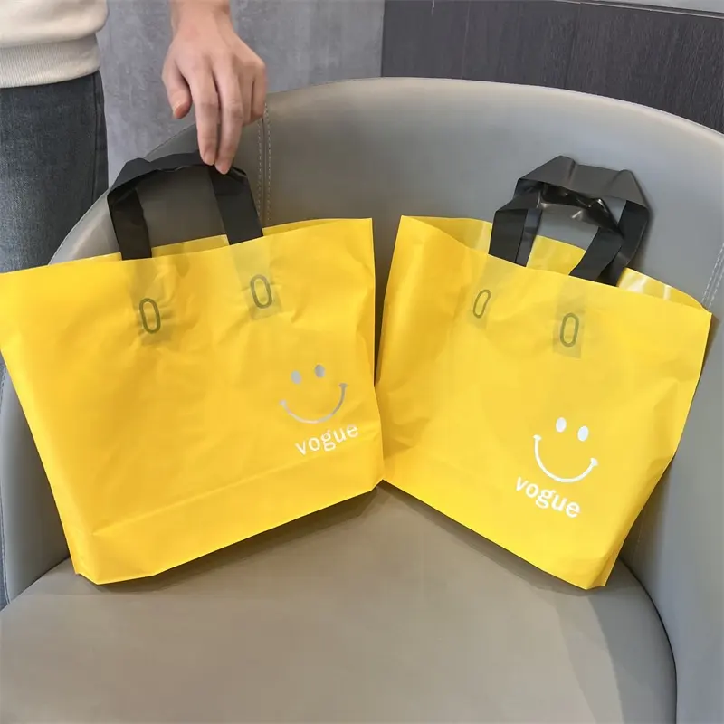 カスタム環境にやさしいポリバッグソフトハンドルトートショッピング衣類包装用ビニール袋