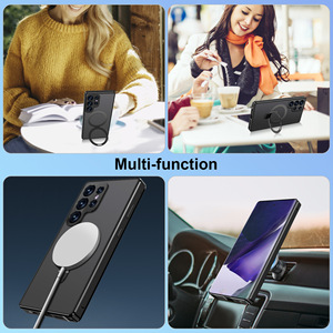 Étui de téléphone avec support magnétique en métal, <span class=keywords><strong>coque</strong></span> arrière en verre HD, <span class=keywords><strong>coque</strong></span> de protection antichoc pour <span class=keywords><strong>Samsung</strong></span> Galaxy S21 S22 S23 S24 S25 Ultra - Product Image 4