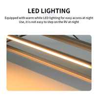 HEYRV 484mm RV Escalier pliant manuel en aluminium antidérapant avec lumière LED Charge 200KG pour camping-car Remorque