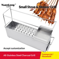 Grill à charbon de bois semi-encastré en acier inoxydable, écologique et durable, style coréen, taille personnalisable, pour mini-kebab commercial