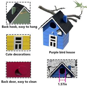 Massief Houten Buitenkooi Voor Huisdieren Met Knoopsluiting Decoratief Vogelhuisje Voor Bluebirds Mussen Hangende Vogelnestcottage-Meubels - Product Image 3