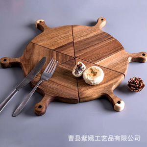 Ensemble de plateaux de service en bois, couleur unie, pour petit-déjeuner, pâtes, gâteaux, usage hôtelier - Product Image 3