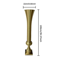 Vase en métal doré haut en soie artificielle, support de fleurs, centre de table pour la décoration de mariage, de fête ou d'événement
