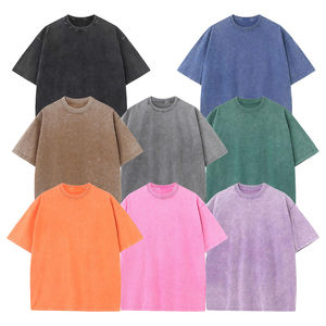 Camisetas de gran tamaño personalizadas de calidad para hombre, ropa de calle de peso pesado de la vieja escuela, Camiseta de punto de algodón 100% desgastada - Product Image 3