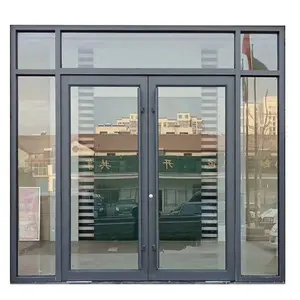 Commercial system hinged door aluminium double Glass Entrance Swing KFC Door