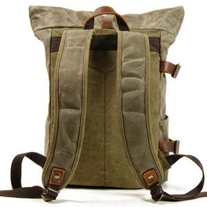 Tas Ransel <span class=keywords><strong>Anti</strong></span> Maling Lipat Grosir, Tas Ransel Perjalanan Outdoor, Tas Ransel Kulit Kanvas Berlapis Lilin untuk Pria - Product Image 2