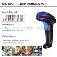 Venta Directa de Fábrica, Lector de Códigos de Barras Láser 1D, Manos Libres, IP45, Escáner de Códigos de Barras con Cable USB para Inventario de Almacenes Minoristas