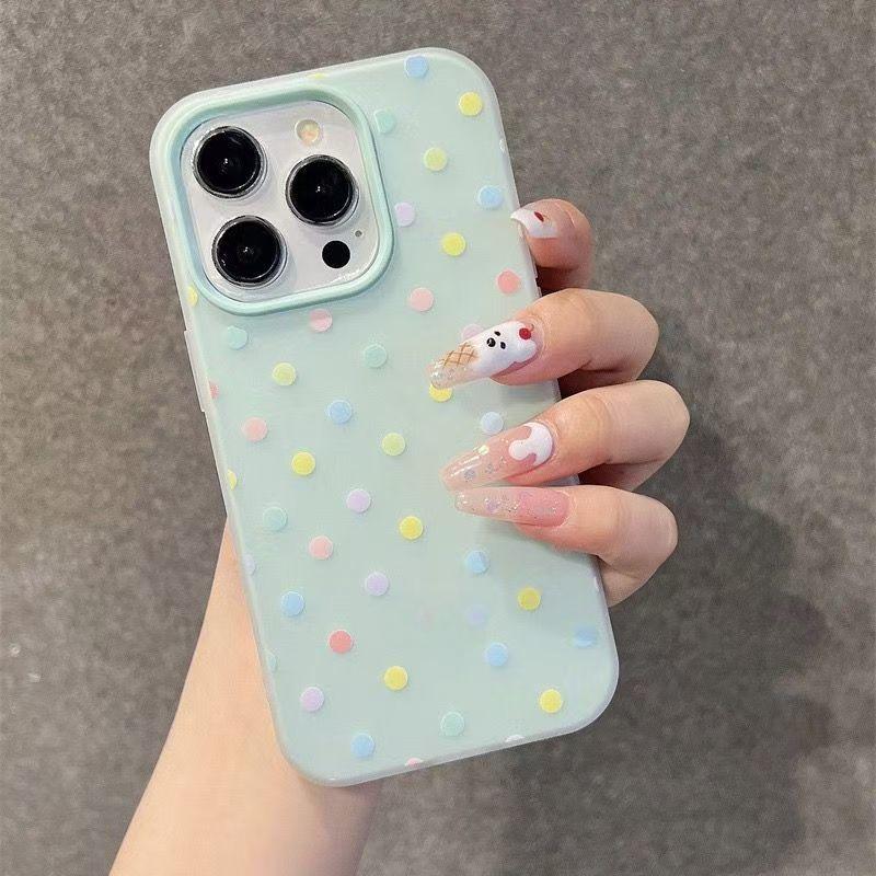 [Light Blue Polka Dots All Over] 2-in-1 Jelly Case