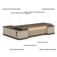 Nouvelle arrivée, bureau de direction en forme de L de luxe haut de gamme, bureau moderne minimaliste pour PDG et managers, bureau exécutif avec accent LED, bois de qualité supérieure