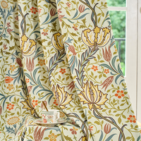 Rideaux occultants plissés William Morris à motif floral, couleur or terre cuite, pour salon, vente en gros au mètre