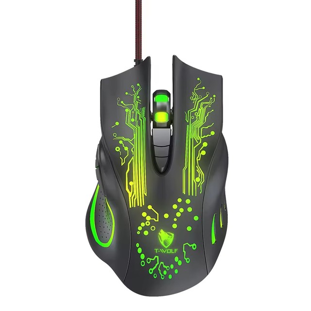 TWOLF G630 Optical LED Light Gaming Mouse USB Wired Ergonomic 3D Right Hand High Quality for PC Laptop