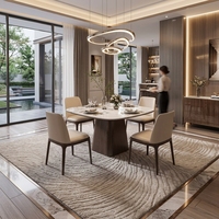 Ensemble de table à manger extensible en bois écologique gris clair moderne de luxe avec chaises en cuir PU pour la maison et l'école