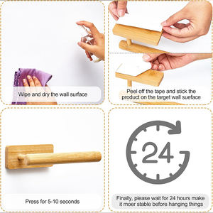 Portarrollos de Papel Higiénico de Bambú WDF, Soporte de Pared Adhesivo para Baño - Product Image 3