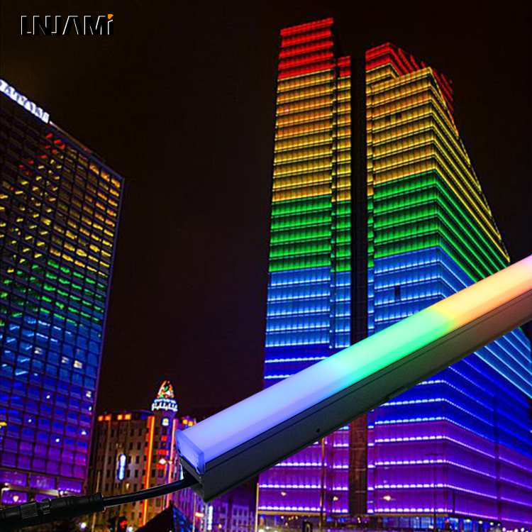 LNJAMI DMX водонепроницаемый IP66 наружная RGB настенная шайба светодиодные линейные фасадные светильники для ландшафтного освещения