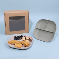 Assiettes pour bébé divisées en silicone écologique 100% plaques d'aspiration puissantes de qualité alimentaire pour bébé et tout-petit