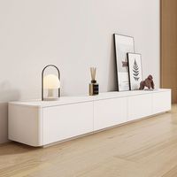 Meuble TV Minimaliste, Meuble de Salon Blanc du Sol au Plafond, Petit Meuble de Sol, Table Basse en Bois Massif Crème