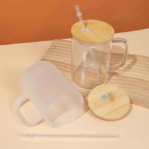 Mug en verre coloré tendance de 15 oz avec poignée pour le petit-déjeuner, le jus, l'heure du matin - Product Image 2