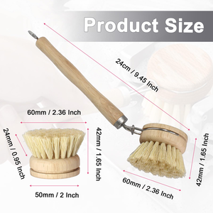 Kitchen Household Brush Beech Wood <b>Long</b> <b>Handle</b> Brush Dish Brush Cleaning Tool - Product Image 2