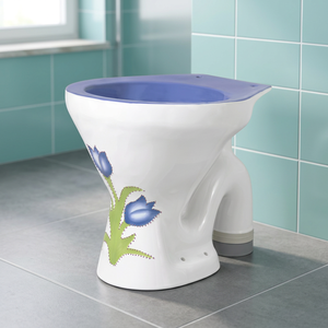 WC européen EWC, toilette rustique Vitrosa noire, en céramique, monobloc, avec siphon S/P, double chasse d'eau - Product Image 2