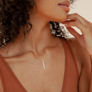 S925 0.56 <span class=keywords><strong>Karat</strong></span> D Moissanite Cadeia Jóias Colar Mulheres Feminino Simples Mossanite Bar Colar de Casamento para As Mulheres - Product Image 2