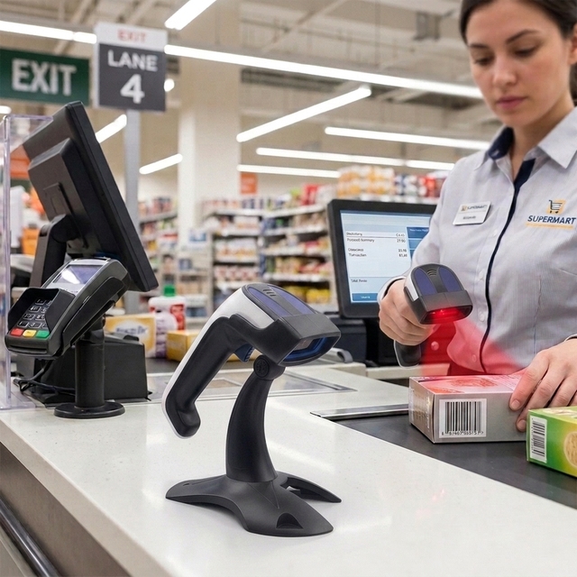 DY SCAN 2.4GHz Wireless 2D CMOS Handheld Barcode Scanner Black 1-Year Warranty Scans QR Code & PDF417 65cm/s