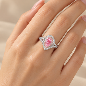 Anello a doppio strato a forma di goccia rosa per donna, design avvolgente, anello da indossare ogni giorno - Product Image 2