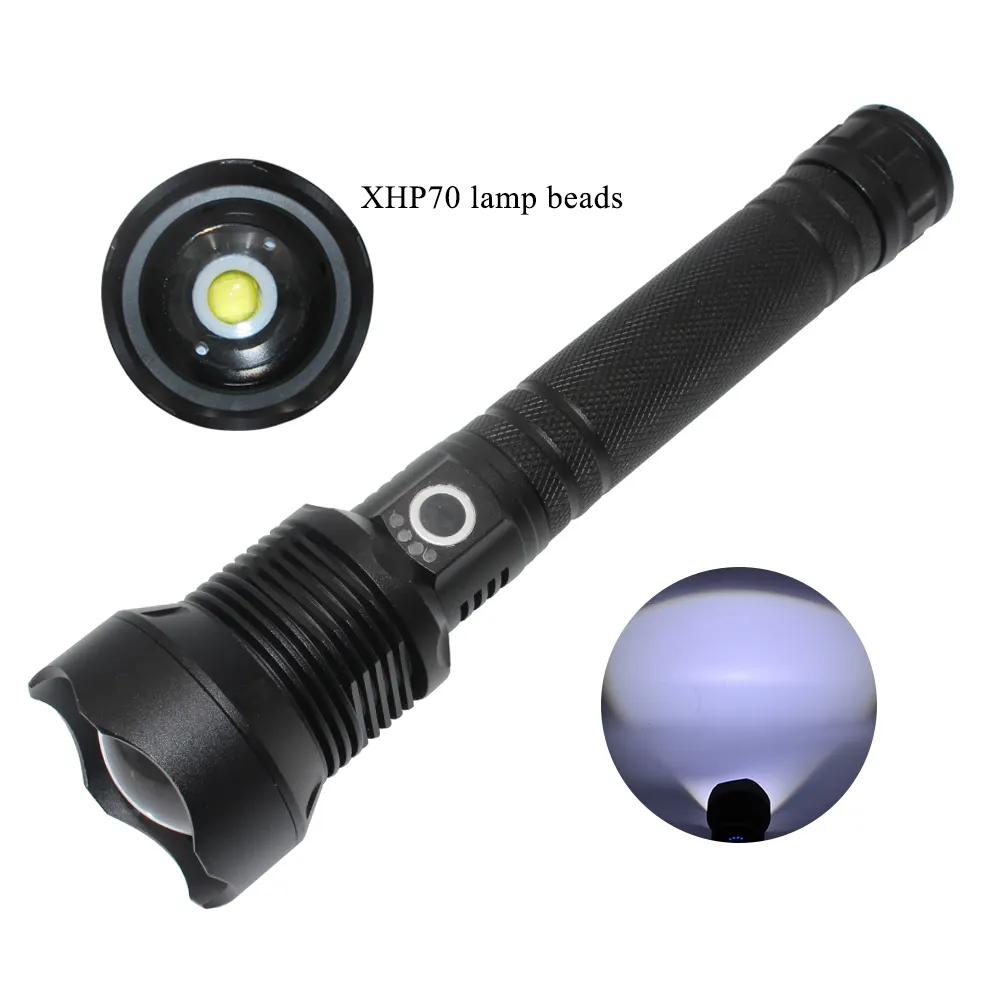 USB Rechargeable Zoomable XHP70.2 LED Hunting Lamp Hand Light Flashlight Torch