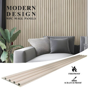 Panneau mural en WPC à base de fibres de charbon de <span class=keywords><strong>bambou</strong></span>, texture tissu résistante aux rayures, grain de bois naturel, combiné avec des panneaux muraux acoustiques - Product Image 3