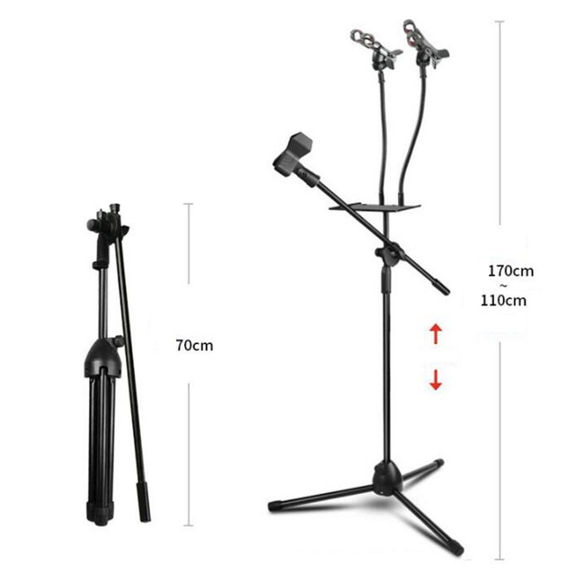 Oem Microphone Stand Double Phone Clip with Metal Holder Plate Stand with Microphone Holder