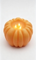 Bougie citrouille LED scintillante à 3 mèches, lumière LED sans flamme en cire de paraffine pour la décoration d'Halloween et de Thanksgiving