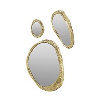 Miroir de maison durable et écologique en cuivre pur de style moderne de luxe, fait à la main, design irrégulier, ensemble