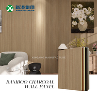 Panneau mural en PVC imitation bois, panneau mural en mousse de PVC, lambris rainuré en bambou, revêtement mural intérieur imperméable, plaque décorative 1220x2440mm