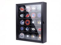 Grande vitrine murale en verre noir pour rondelles de hockey, 20 compartiments, support pour rondelles