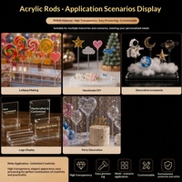 Bâtonnets en acrylique PMMA haute transparence, tiges solides de petit diamètre, décoratifs, extrudés/moulés, certifiés ISO/REACH, découpables