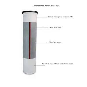 Glasfaser PTFE-beschichteter Industries taub filter beutel Wird im Zementwerk angewendet