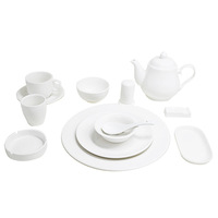Service de table en porcelaine blanche et porcelaine fine, ensemble moderne et minimaliste de tasses et bols en porcelaine fine semi-fait main pour hôtels et restaurants