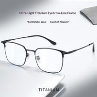 Meilleures ventes 8007L Monture de lunettes de vue ultra-légère en titane à monture complète plaquée IP pour hommes, monture carrée, verres AC