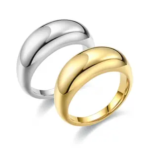 2024 yeni tasarım moda çift takı tıknaz titanyum çelik altın kaplama yüzükler çift yüzük paslanmaz çelik yüzük sevgilisi için