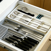 Boîte de rangement en plastique pour tiroir de cuisine, organiseur de couverts (couteaux, fourchettes, baguettes), plateau de tri, rangement compartimenté pour la maison
