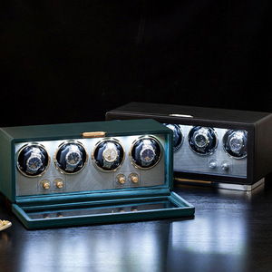 Luxury 4-Slots Mechanical <strong>Watch</strong> <strong>Winder</strong> with Mute Self-Pendulum Motor LED Lighting <strong>Watch</strong> <strong>Box</strong> for Household Use Two Control Knobs - Product Image 4