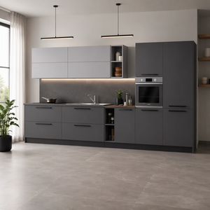 Modern Design Kitchen Cabinets Matte Finish <strong>Thin</strong> Stone Countertop Bar Pulls Tall Cabinet Kitchen <strong>Cupboard</strong> for Apartment - Product Image 1