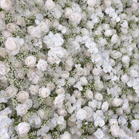 Panel Dinding Bunga Baby's Breath Putih untuk Dekorasi Latar Belakang Pernikahan, Acara, dan Pesta