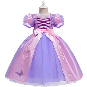 Cartoon Tangled Rapunzel Sophia Cosplay Long Hair Princess Dreamy Dress Costume Halloween Kid Girl