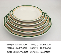 Ligne verte Plat poli en mélamine jetable en céramique de style traditionnel écologique Bord irrégulier pour plusieurs fêtes