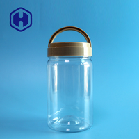 Pot rond en plastique PET de 850 ml avec couvercle en aluminium et poignée pour le stockage de salades, de sucre, de collations, de bonbons, de biscuits, de chocolat