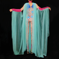 Costume de carnaval Sexy pour femmes, justaucorps de danse en maille à fleurs en strass, combinaison de spectacle de scène