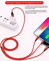 Kabel Data Charger 3in1 Multi Head USB dengan Logo Custom, Pengisian Cepat 1.2m 2.4A, 8pin Micro Type C USB A